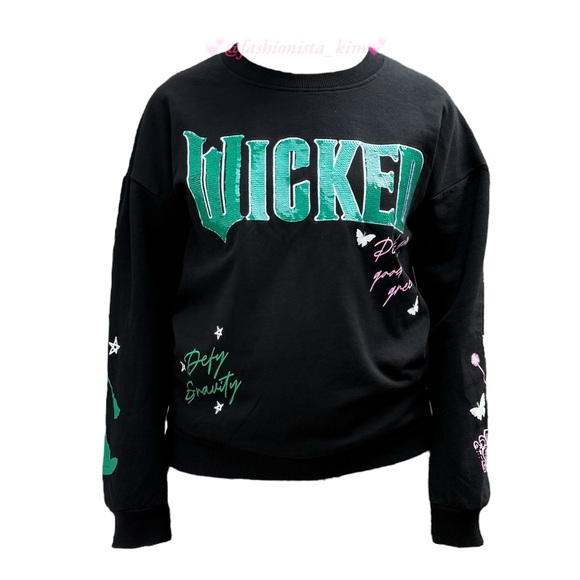 Wicked the movie sequin sweater flip WICKED letters from pink to green - Picture 12 of 17